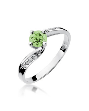 Gold ring with diamond White gold EW-84 peridot