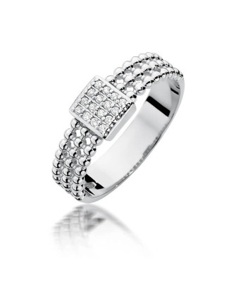 Złoty pierścionek z diamentami białe złoto 0,08ct