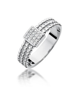 Złoty pierścionek z diamentami białe złoto 0,08ct