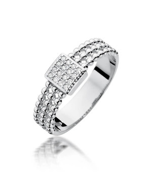Złoty pierścionek z diamentami białe złoto 0,08ct