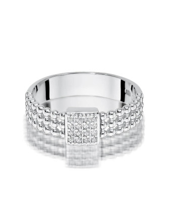 Złoty pierścionek z diamentami białe złoto 0,08ct
