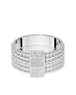 Złoty pierścionek z diamentami białe złoto 0,08ct