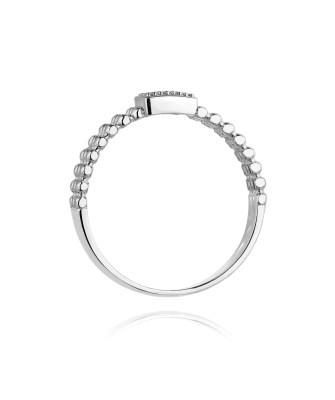 Złoty pierścionek z diamentami białe złoto 0,08ct