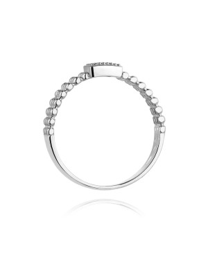 Złoty pierścionek z diamentami białe złoto 0,08ct