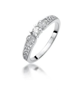 Gold ring with diamonds white gold 0.13ct