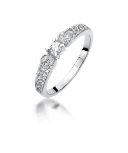 Gold ring with diamonds white gold 0.13ct