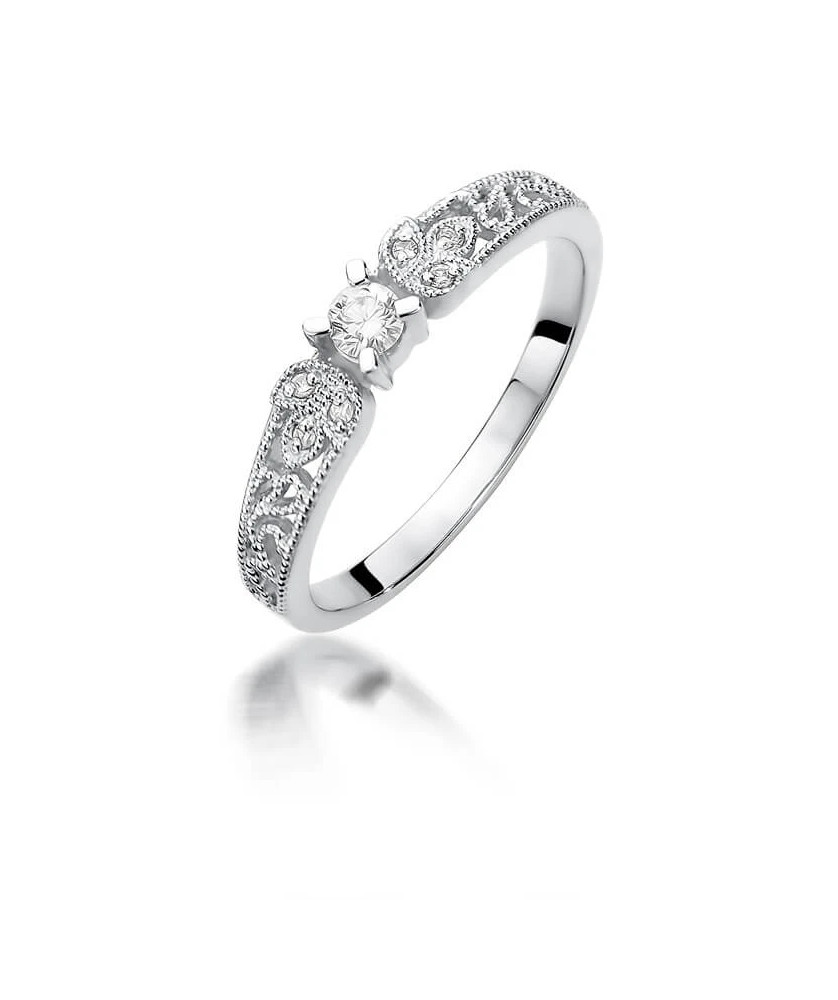 Gold ring with diamonds white gold 0.13ct