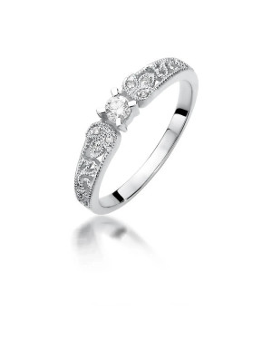 Gold ring with diamonds white gold 0.13ct