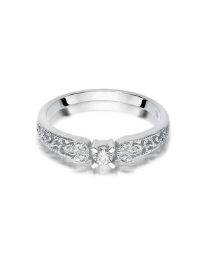 Gold ring with diamonds white gold 0.13ct
