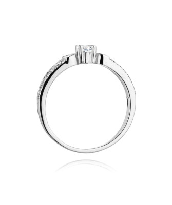Złoty pierścionek z diamentami białe złoto 0,13ct