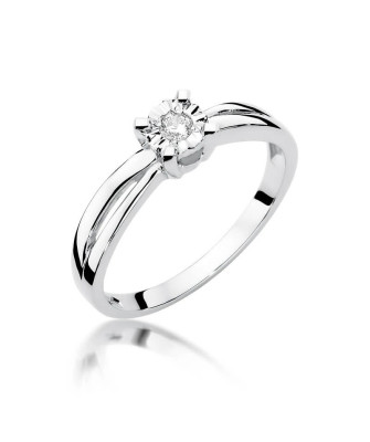 Pierścionek zaręczynowy z diamentem białe złoto 0,08ct