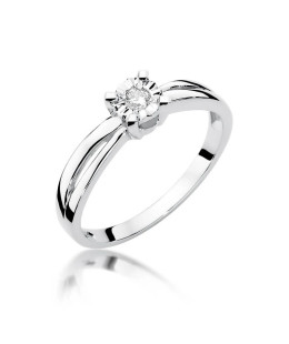 Pierścionek zaręczynowy z diamentem białe złoto 0,08ct
