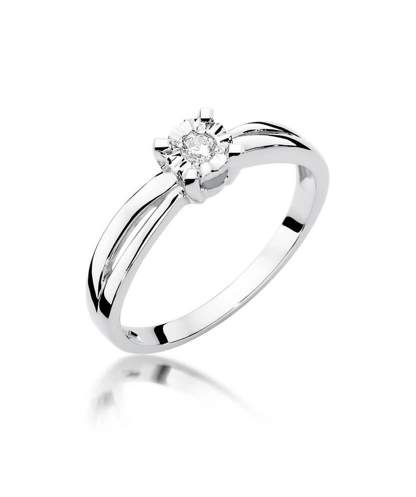 Pierścionek zaręczynowy z diamentem białe złoto 0,08ct