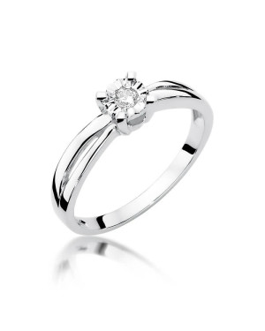 Pierścionek zaręczynowy z diamentem białe złoto 0,08ct