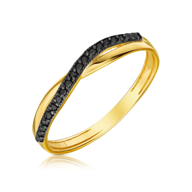 Gold ring with black stones P1.1298c| GoldJewellery