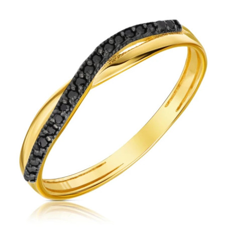 Gold ring with black stones P1.1298c| GoldJewellery
