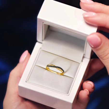 Gold ring with black stones P1.1298c| GoldJewellery