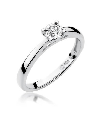 Złoty pierścionek zaręczynowy z diamentem białe złoto 0,08ct