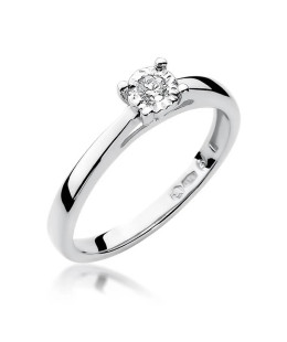 Złoty pierścionek zaręczynowy z diamentem białe złoto 0,08ct