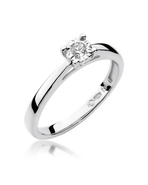 Złoty pierścionek zaręczynowy z diamentem białe złoto 0,08ct