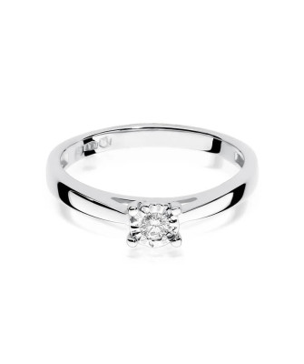 Złoty pierścionek zaręczynowy z diamentem białe złoto 0,08ct