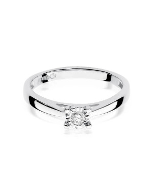 Złoty pierścionek zaręczynowy z diamentem białe złoto 0,08ct