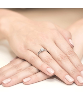 Gold engagement ring with diamond white gold 0.08ct