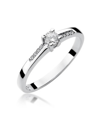 Pierścionek złoty z diamentem białe złoto 0,19ct