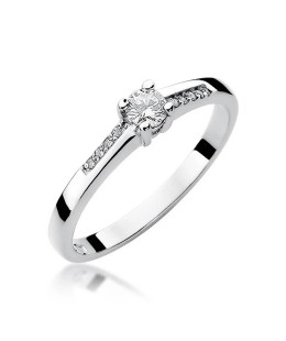 Pierścionek złoty z diamentem białe złoto 0,19ct