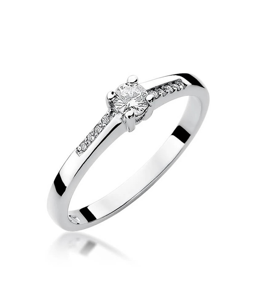 Pierścionek złoty z diamentem białe złoto 0,19ct
