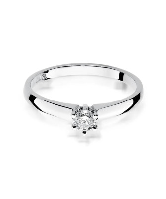 Gold engagement ring with diamond white gold 0.20ct