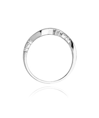 Złoty pierścionek z diamentami białe złoto 0,07ct