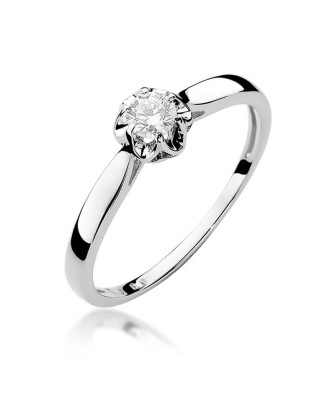 Pierścionek zaręczynowy z diamentem białe złoto 0,15ct