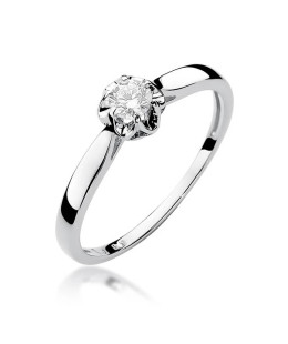 Pierścionek zaręczynowy z diamentem białe złoto 0,15ct