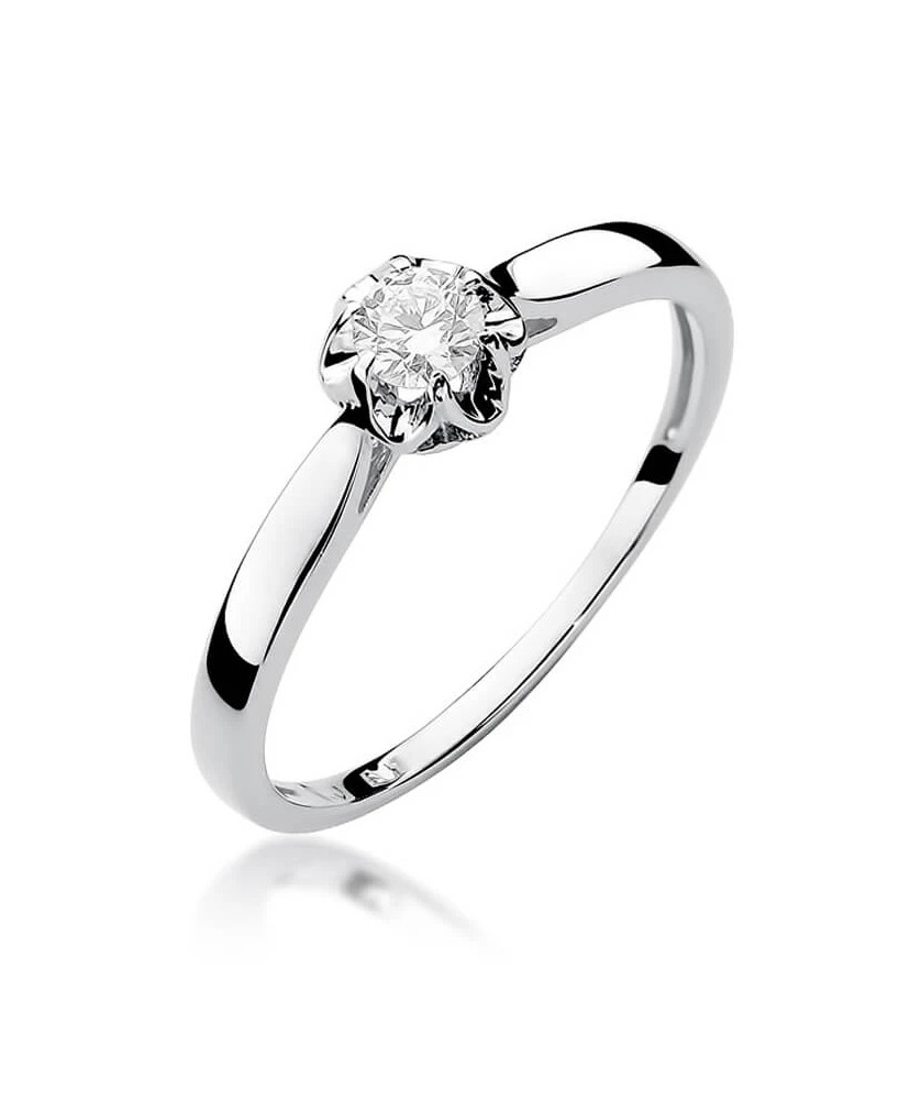 Pierścionek zaręczynowy z diamentem białe złoto 0,15ct