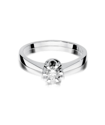 Złoty pierścionek zaręczynowy z diamentem białe złoto 0,25ct