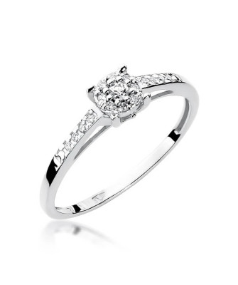 Złoty pierścionek z diamentami białe złoto 0,12ct