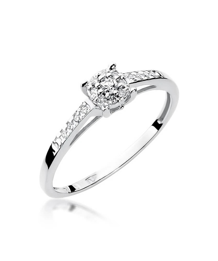 Złoty pierścionek z diamentami białe złoto 0,12ct