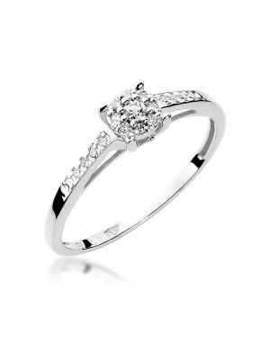 Złoty pierścionek z diamentami białe złoto 0,12ct