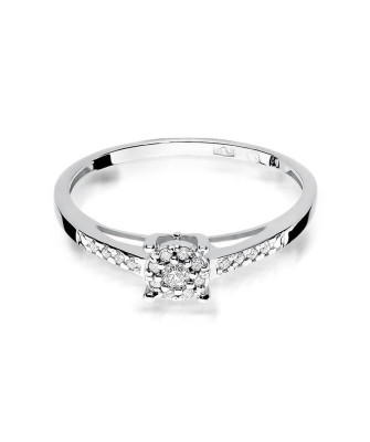 Złoty pierścionek z diamentami białe złoto 0,12ct