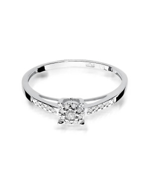 Złoty pierścionek z diamentami białe złoto 0,12ct