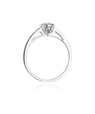 Złoty pierścionek z diamentami białe złoto 0,12ct