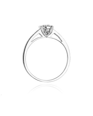 Złoty pierścionek z diamentami białe złoto 0,12ct