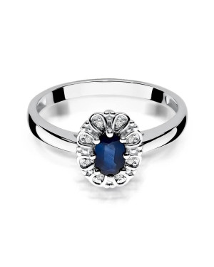Szafir pierścionek białe złoto 0,70ct
