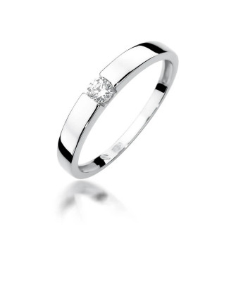 Złoty pierścionek z diamentem białe złoto 0,12ct