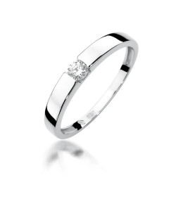 Złoty pierścionek z diamentem białe złoto 0,12ct