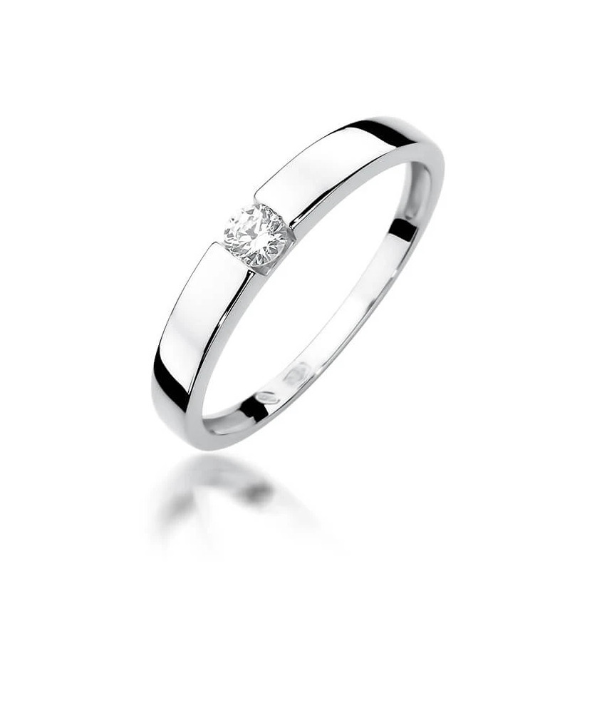 Złoty pierścionek z diamentem białe złoto 0,12ct