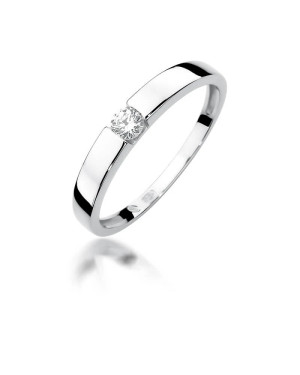 Złoty pierścionek z diamentem białe złoto 0,12ct