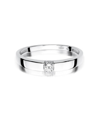 Złoty pierścionek z diamentem białe złoto 0,12ct