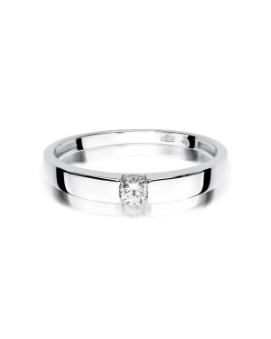 Złoty pierścionek z diamentem białe złoto 0,12ct